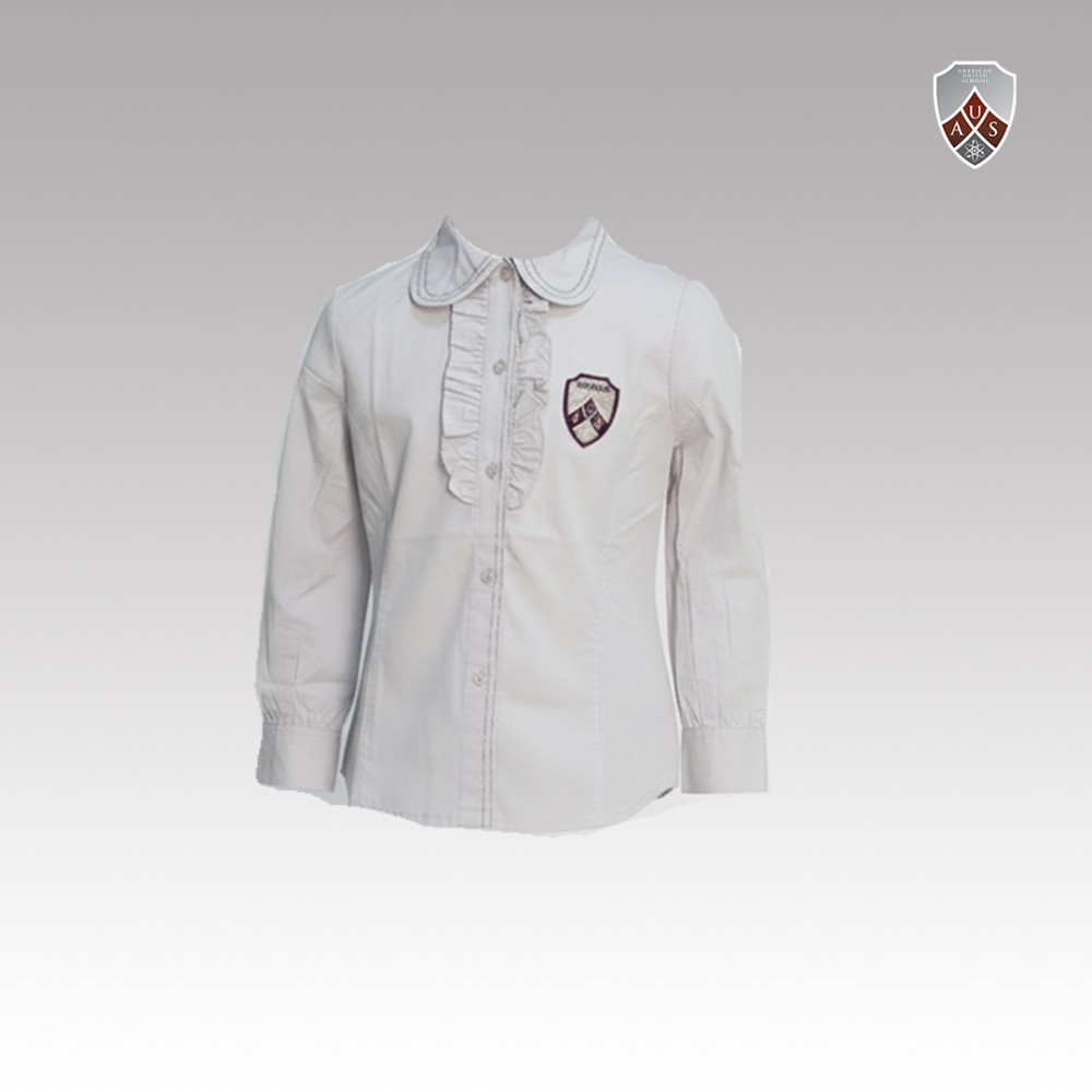 Es Girls Long Sleeve Ruffled Blouse Light Grey