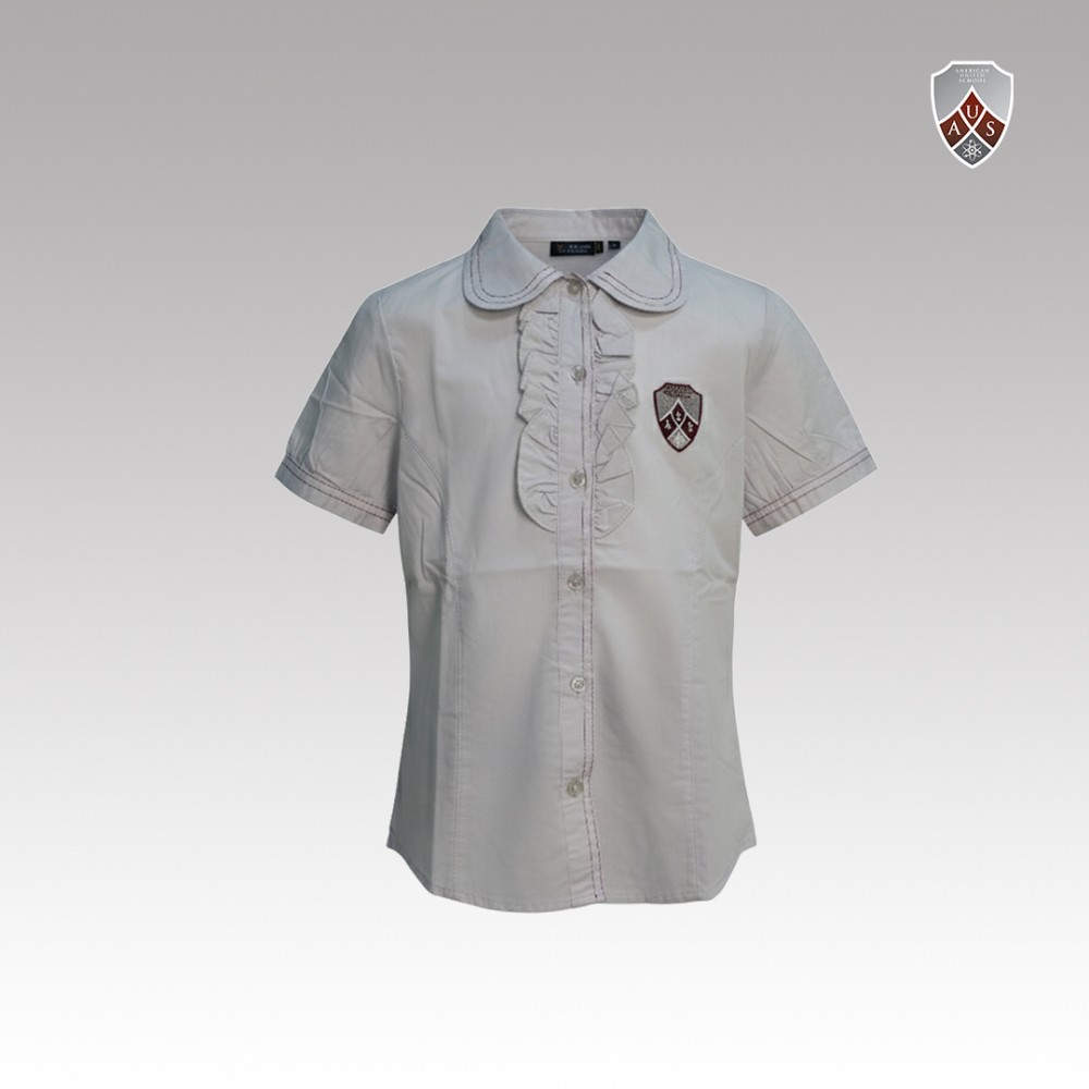 Es Girls Short Sleeve Ruffled Blouse Light Grey