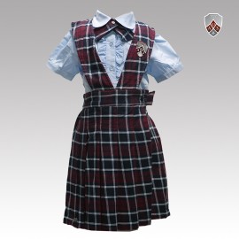 Es Girls Check Pinafore Multi Colored Check